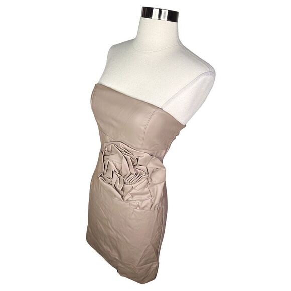 Lucy & Co Faux Leather Rosette Mesh Mini Dress - Size Small (EU38) - Picture 2 of 5